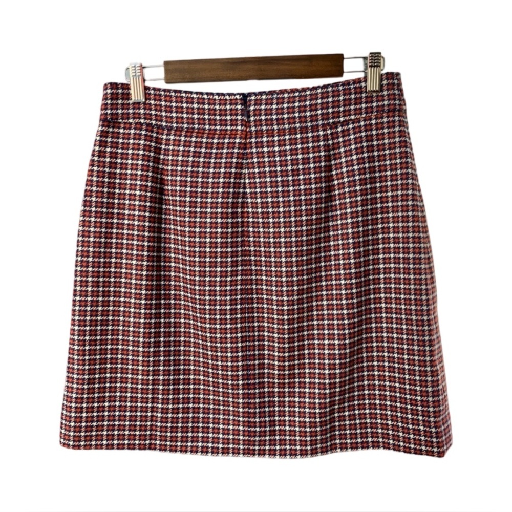 J. Crew Factory Wool Blend Plaid Red White Blue Mini Skirt NWT Size 12 - Picture 2 of 6